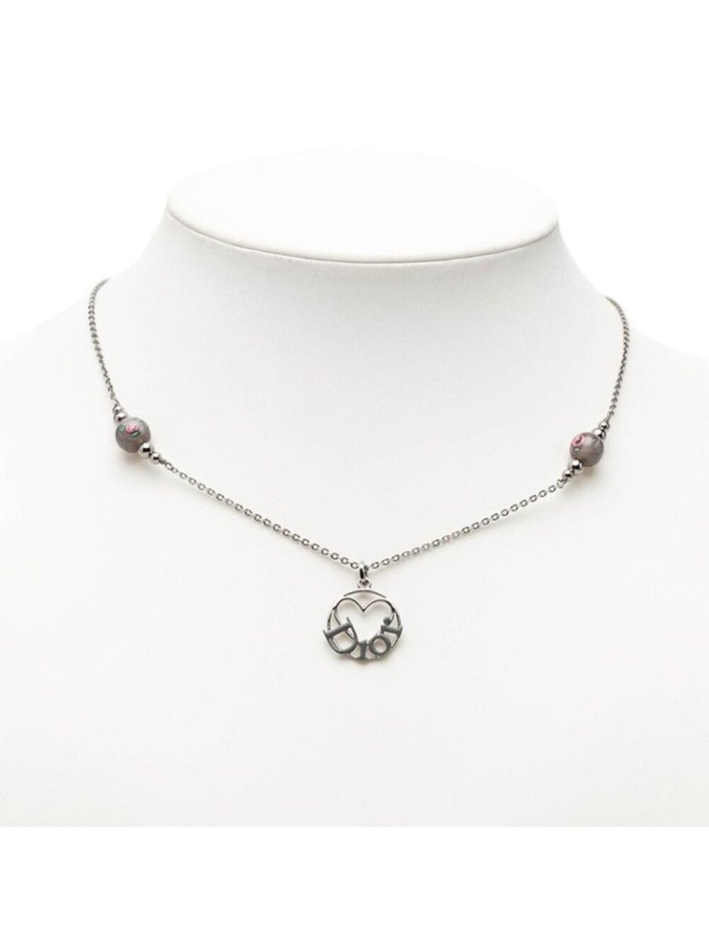 Dior Logo Heart Motif Pendant Silver Gray Metal - Picture 6 of 6